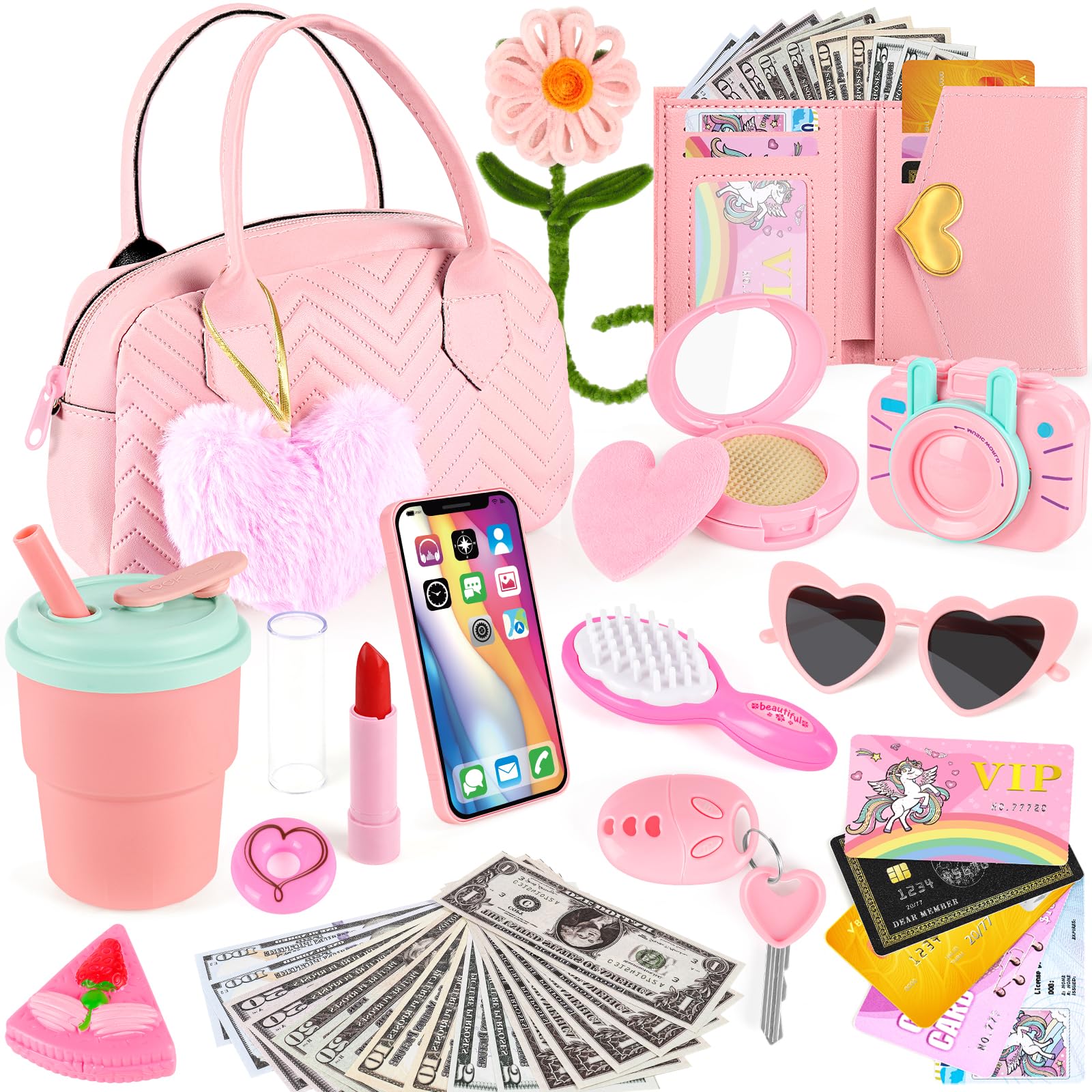 ERHAICAT play purse handbag encourages imaginative dress-up and pretend shopping.