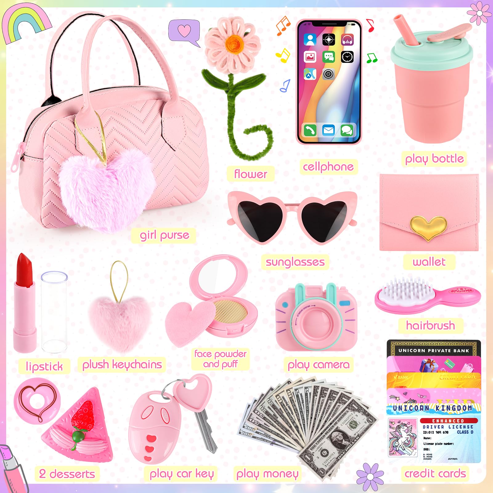 ERHAICAT play purse sunglasses completes stylish pretend moments.