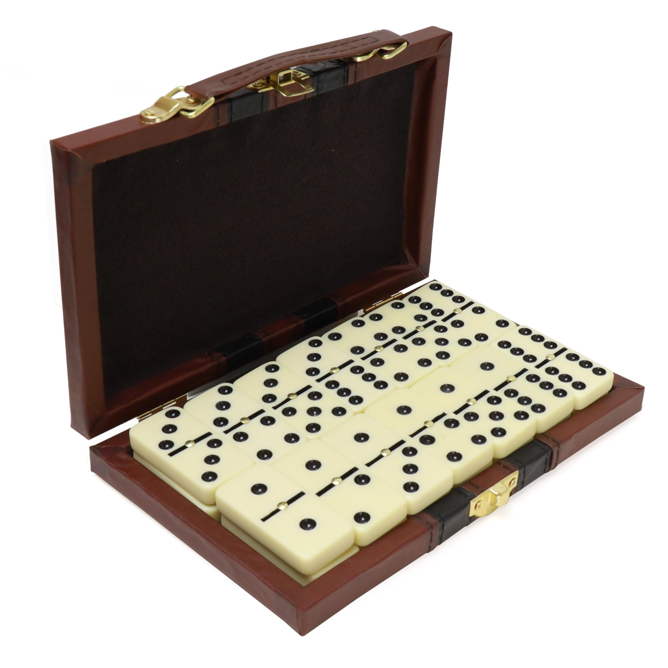 ERLLE premium double-6 dominoes set with leather case for stylish storage