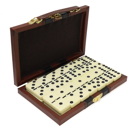ERLLE premium double-6 dominoes set with leather case for stylish storage