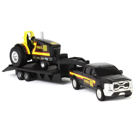 ERTL 80th Anniversary pulling tractor side view highlighting detailed diecast construction.