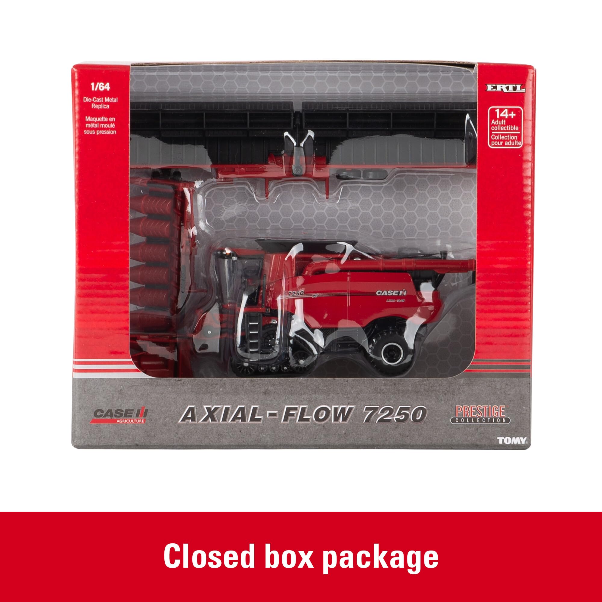 ERTL Case IH 7250 unloading auger with foldable extension for added realism.