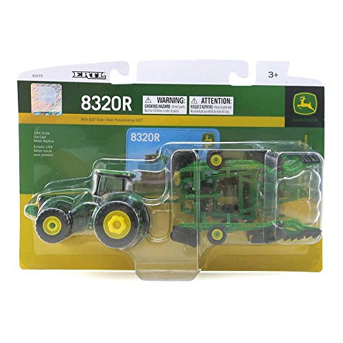 ERTL John Deere 8320R and disk set packaging image illustrating the complete 1 64 scale display