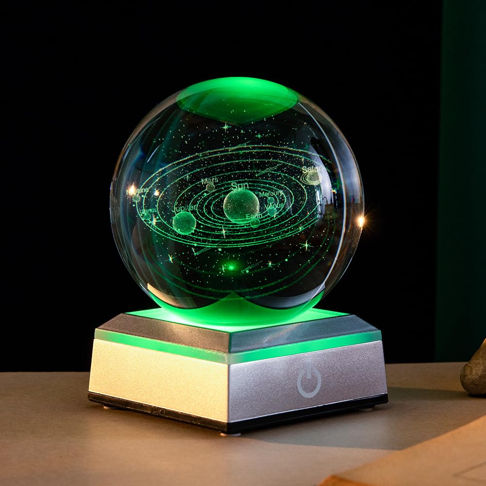 ERWEI 3D Solar System crystal ball with planets for vivid space décor.