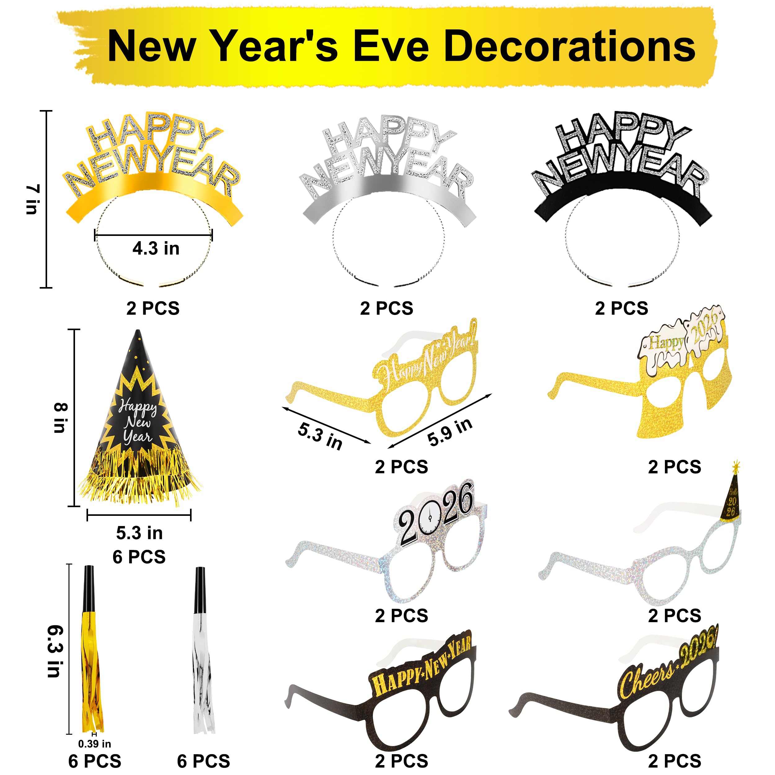 Erweicet cone hats add glamorous headwear for New Year’s Eve celebrations.