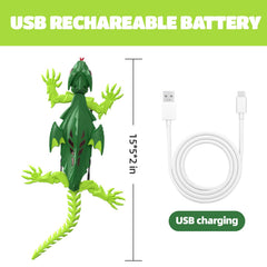 eryxo Wall Crawler Lizard USB charging cable included for recharge.