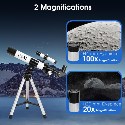 ESAKO Kids Telescope dual eyepiece enables versatile viewing at up to 100x
