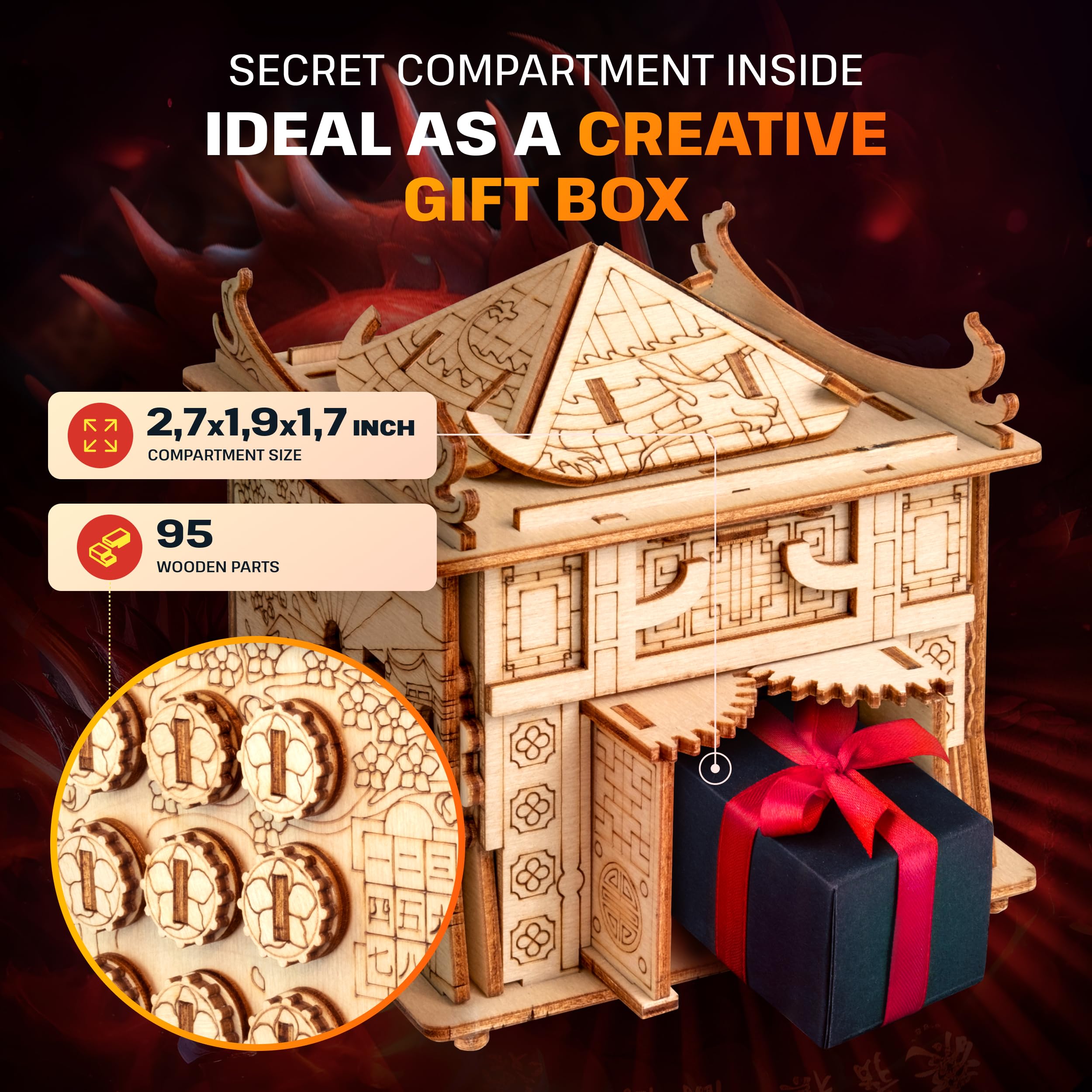 ESC WELT House of Dragon hidden compartment demonstrates a secret gift space