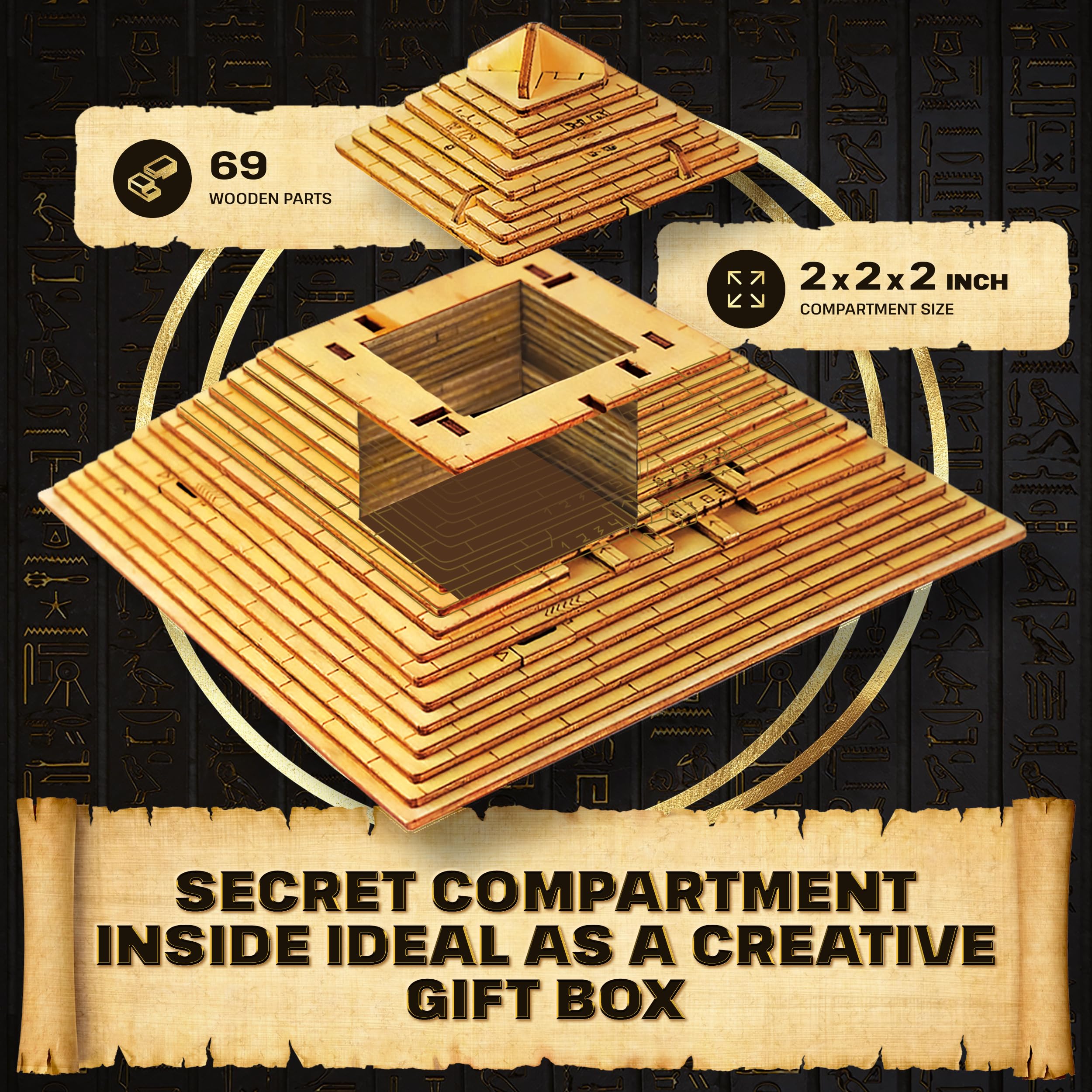 ESC WELT Quest Pyramid hidden compartment reveals space for small gifts.