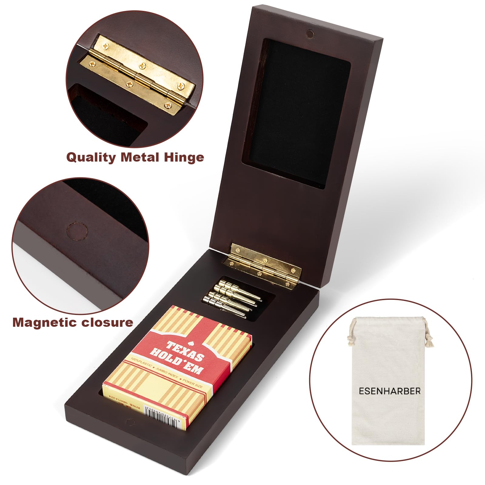 Esenharber set includes 9 metal pegs for reliable scoring.