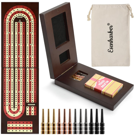 ESENHARBER Cribbage Board folded-closed for travel-friendly storage and quick packing.