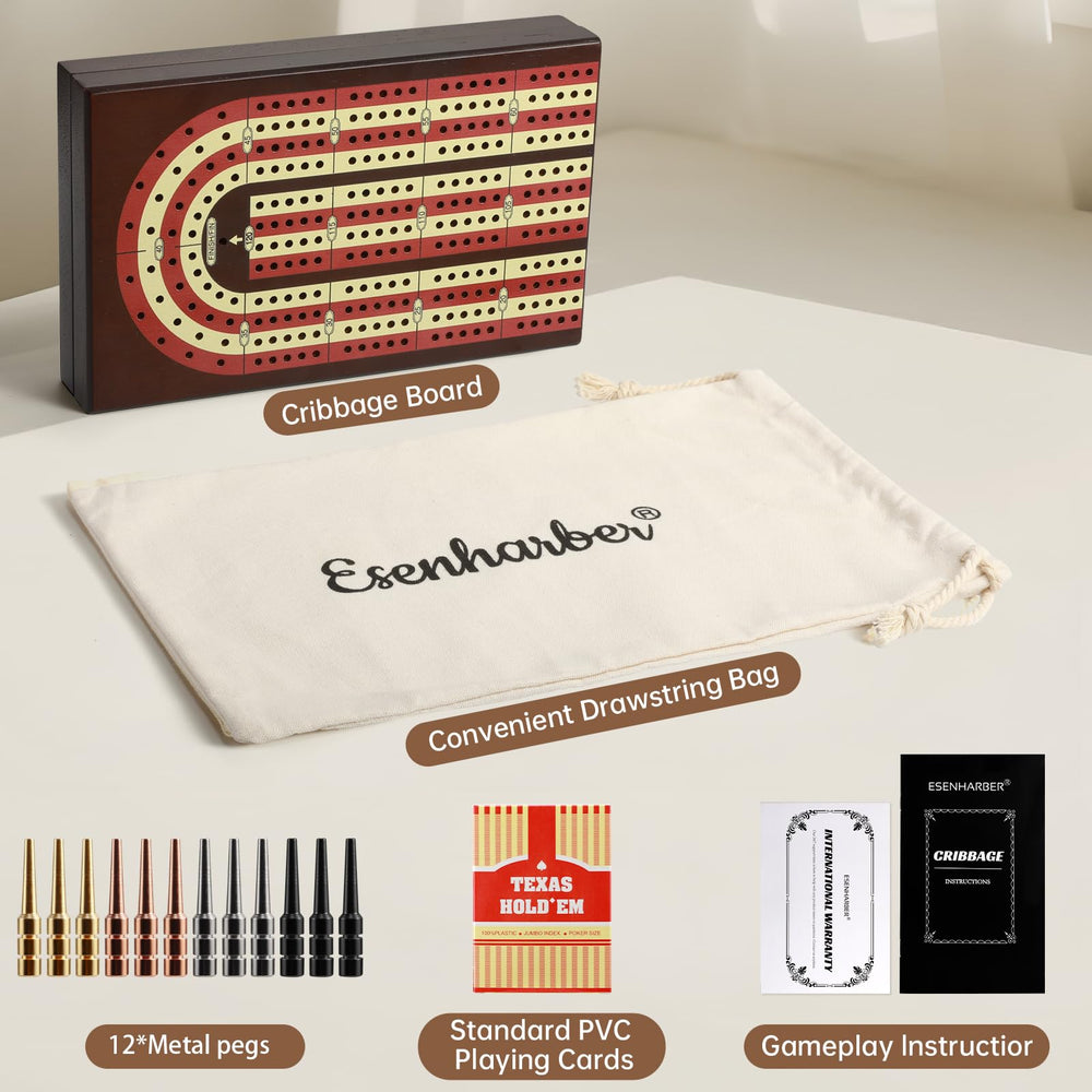 ESENHARBER Cribbage Board internal-storage keeps pegs and cards neatly organized.