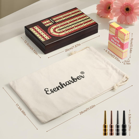ESENHARBER Cribbage Board magnetic-closure ensuring secure transport.