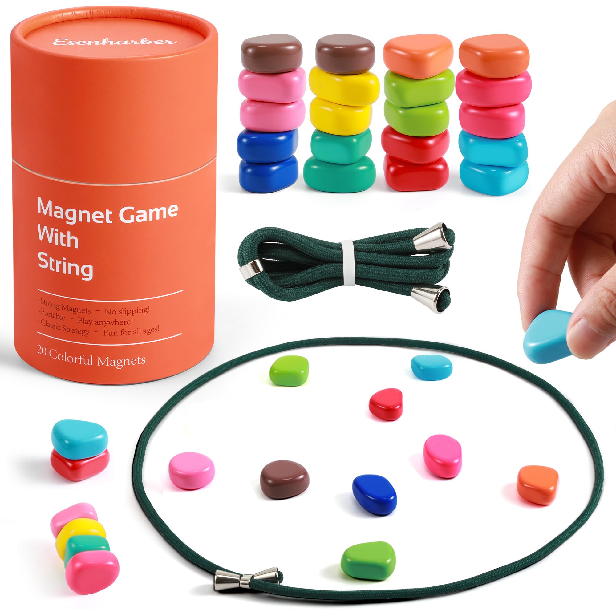 ESENHARBER magnet string game with 20 colorful stones for family strategy play.