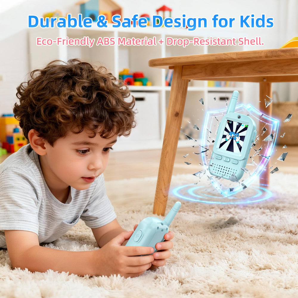 ESIYTGOP video walkie talkies kids 2-pack outdoor play in action during adventures.