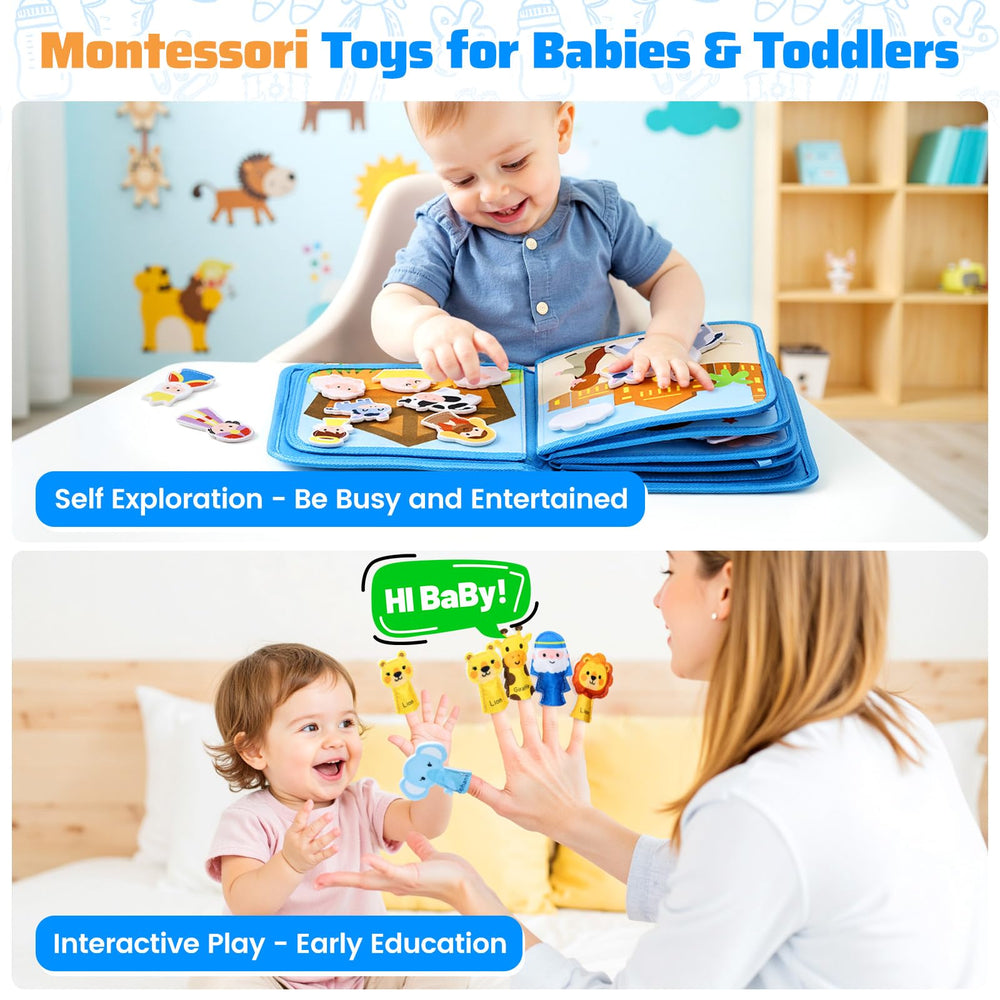 Esjay Bible Busy Book animals and numbers page encourages recognition.