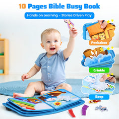 Esjay Busy Book buttoning page supports fine motor skills during play.
