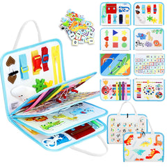 Esjay Toddler Busy Board Dinosaur zipper page promotes fine motor practice during play.