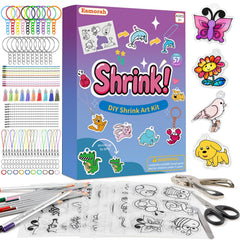 Esmorah 205pcs shrink dink kit contents for creative charm making.