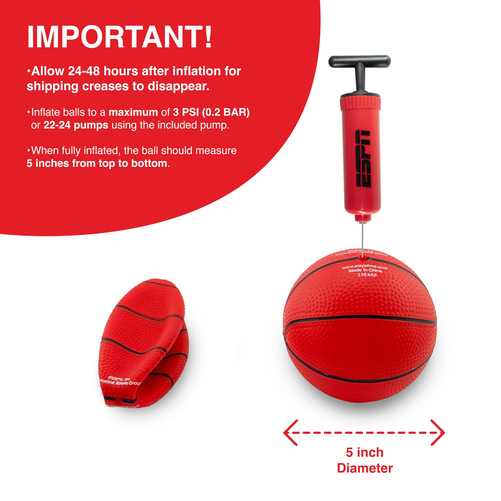 Close-up of ESPN mini basketball hoop rim with foldable design.