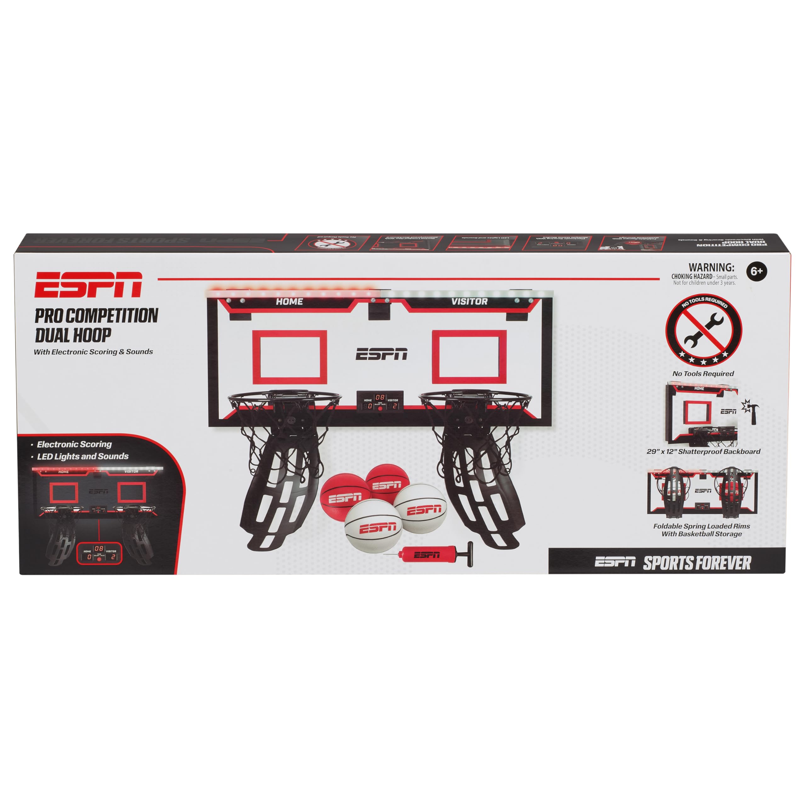 ESPN Pro Competition pump inflates balls quickly for games.