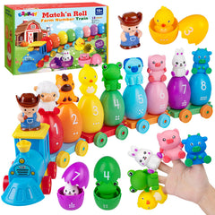 ESPRAY toddler farm train set with detachable roof for interactive pretend play.