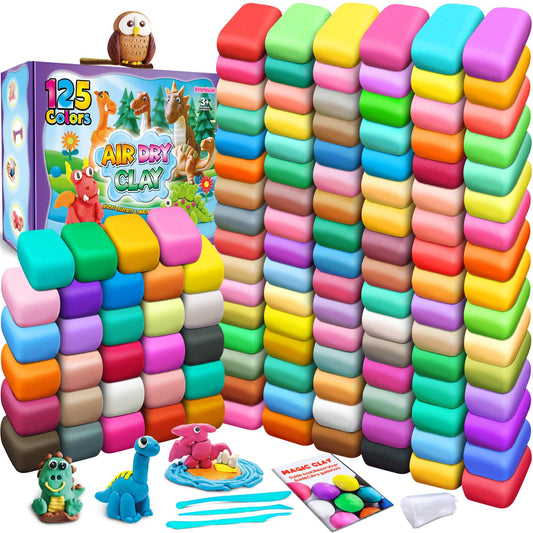 Essenson air dry clay packaging showing 125 colors for versatile crafts.