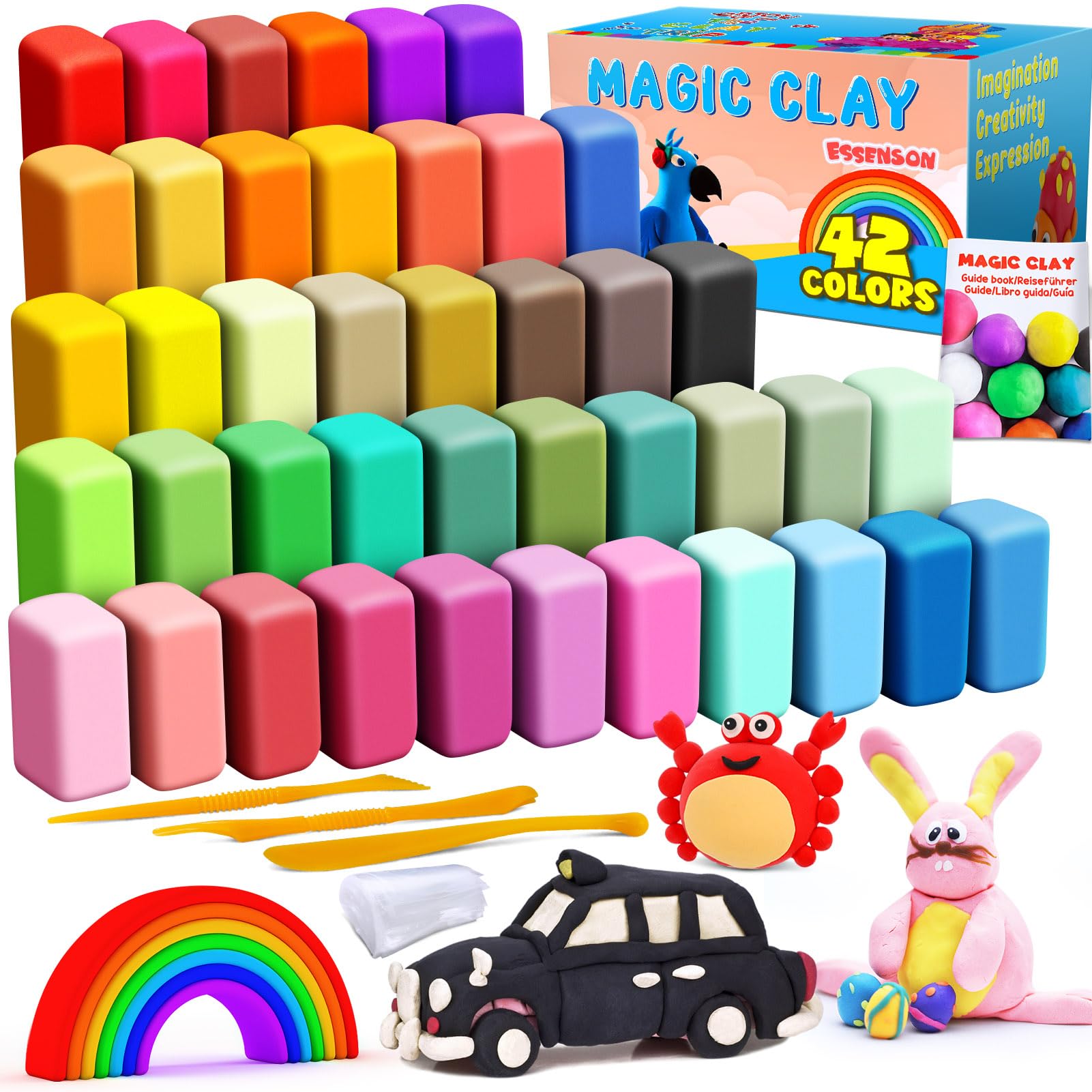 ESSENSON air dry clay 42 colors color palette for vibrant, mess friendly crafting