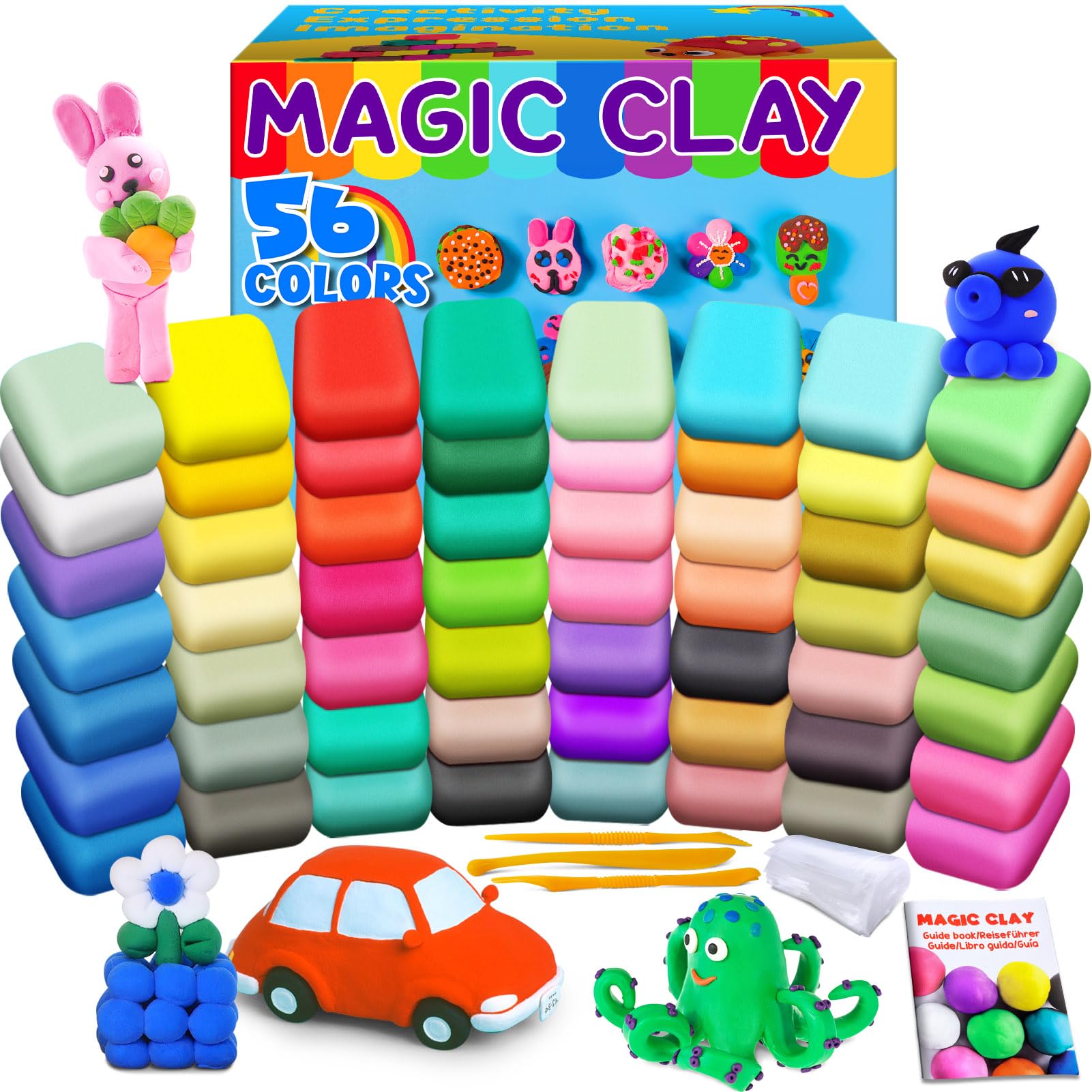 ESSENSON Air Dry Clay 56 Colors color palette for vivid, mixable hues.