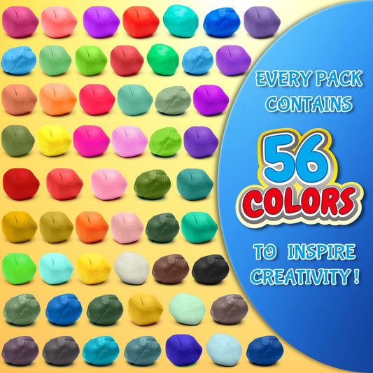 ESSENSON Air Dry Clay 56 Colors kit in kid's hands for imaginative play and fine motor skills.