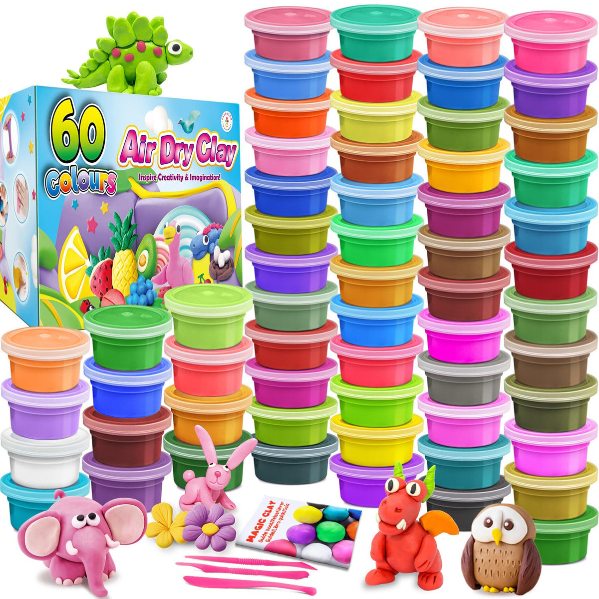 ESSENSON air dry clay 60 colors assorted-palette enabling creative play