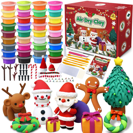 Essenson air dry clay Christmas kit with 36 colors for vibrant holiday crafts