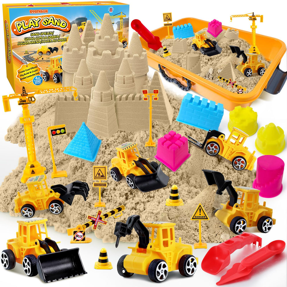ESSENSON construction sensory bin with toy truck for imaginative play and fine motor skills
