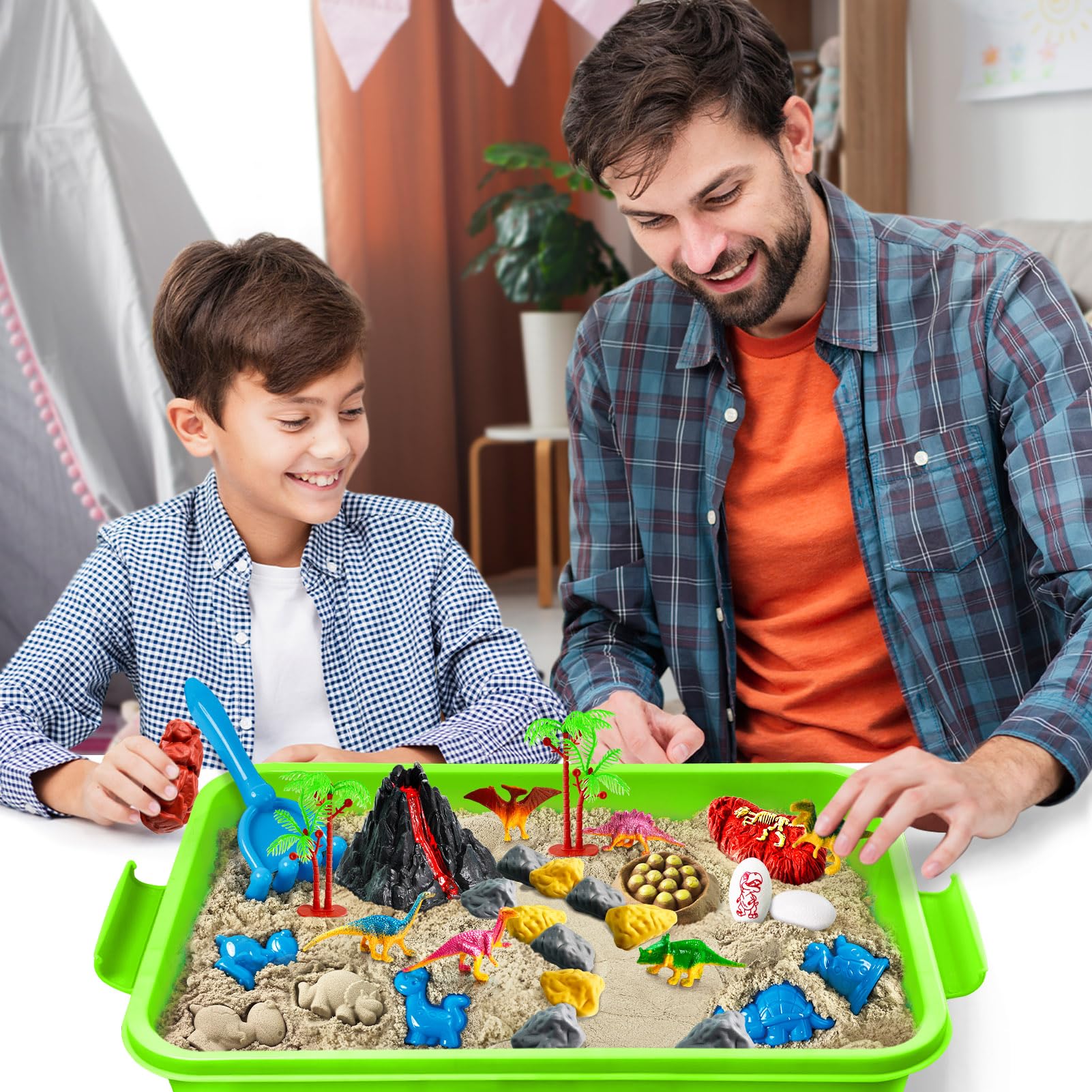 Essenson imaginative play in a dinosaur land encourages exploration and storytelling.
