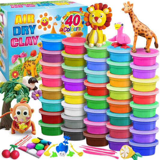 Essenson modeling clay 40-colors kit open container shows vibrant hues for projects.