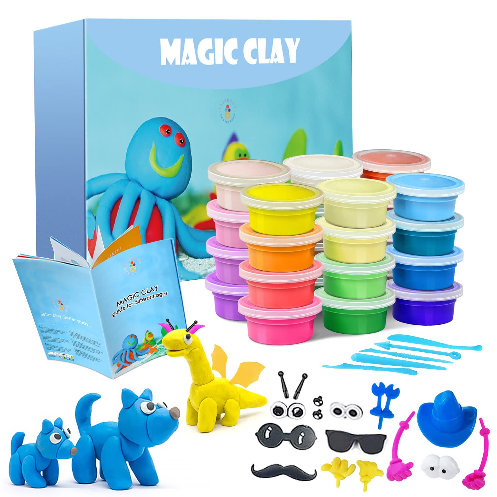 ESSENSON Modeling Clay Kit with 24 colors for imaginative crafts.