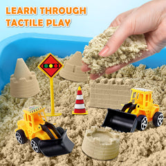 ESSENSON sensory-bin mini-trucks showcase construction play and fine motor activity.