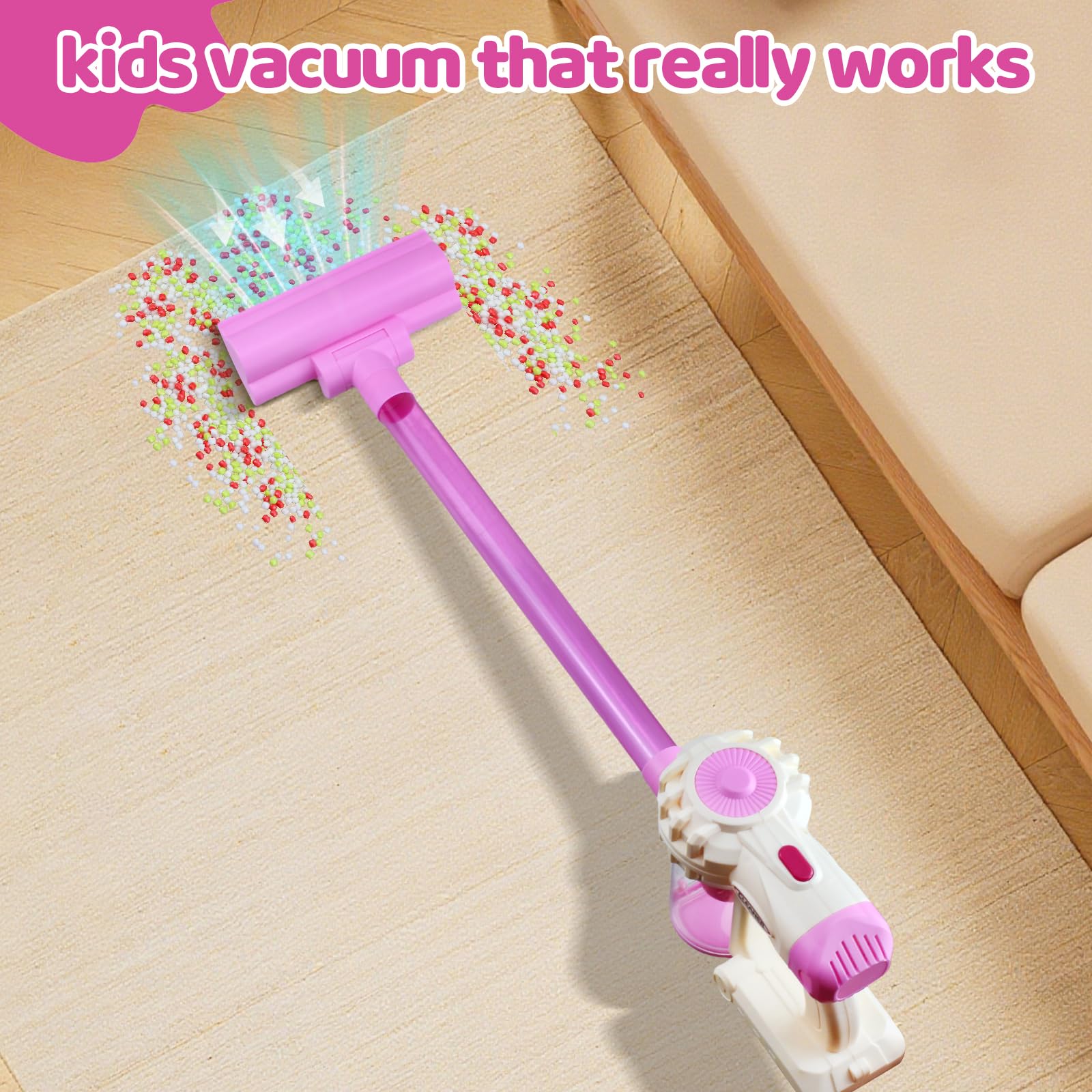 Essovee vacuum toy with three attachments for versatile play