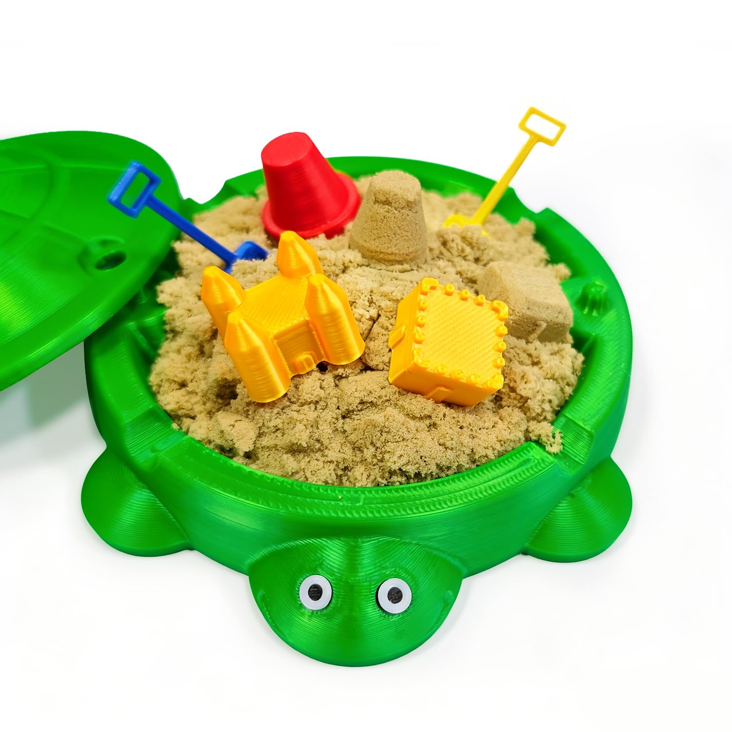 Estairkas mini turtle sandbox on a desk with lid for stress relief