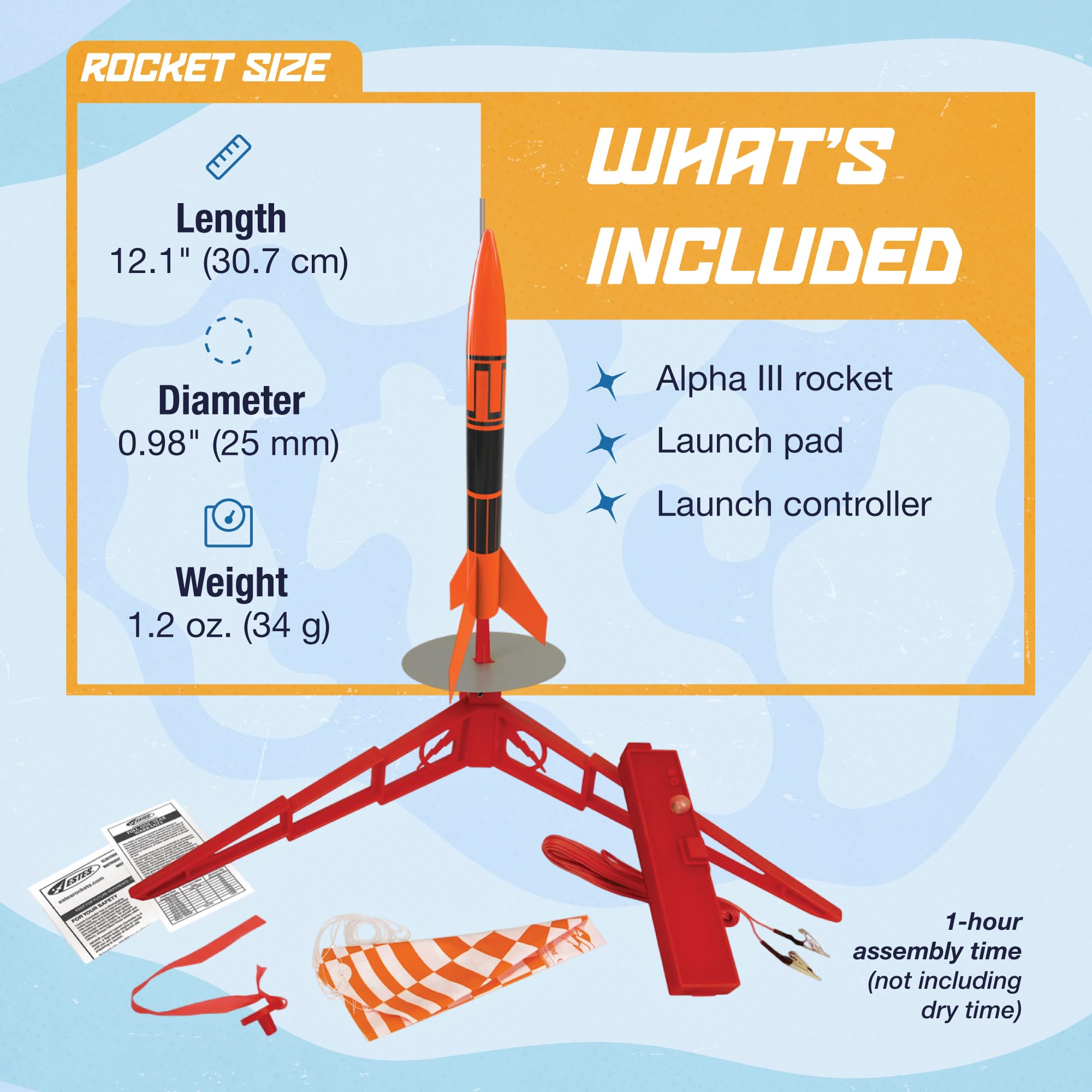 Estes Alpha III rocket kit parts for easy assembly