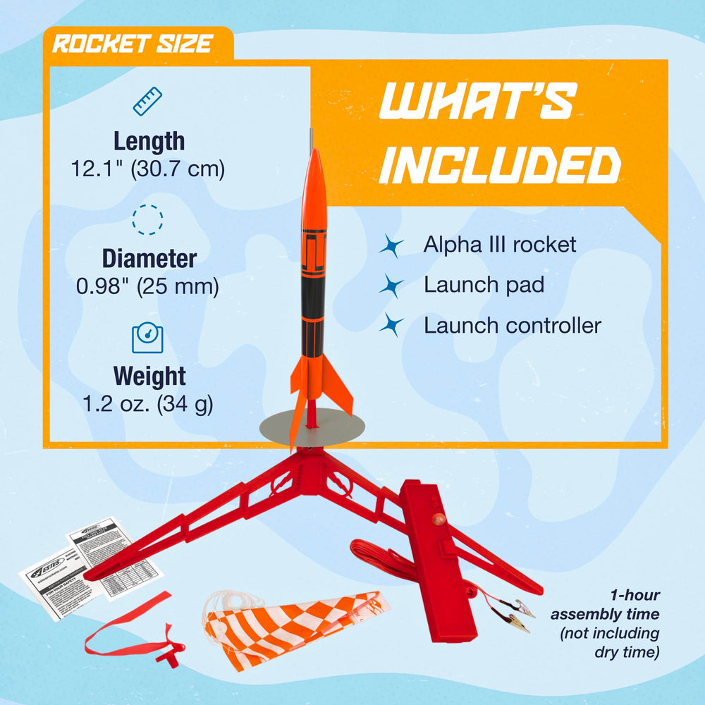 Estes Alpha III rocket kit parts for easy assembly