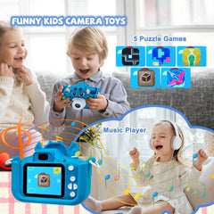 ESTFUN Kids Camera features 28 frames, 5 filters, and 4 mirror effects for creative photography.