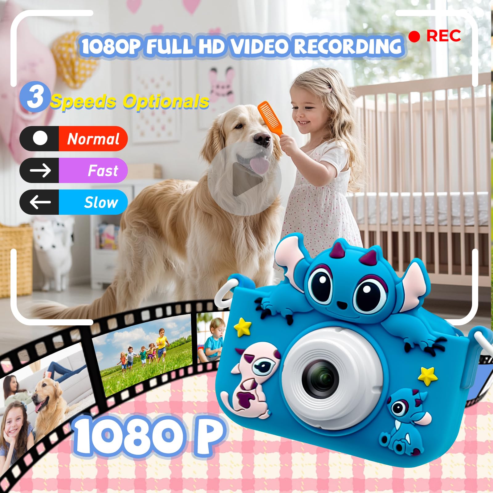 ESTFUN Kids Camera silicone protective case for drop protection and comfort.