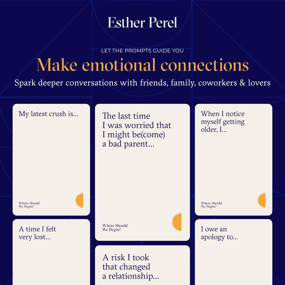 ESTHER PEREL Where Should We Begin? redesigned prompts and compact box for travel.
