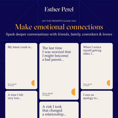 ESTHER PEREL Where Should We Begin? redesigned prompts and compact box for travel.