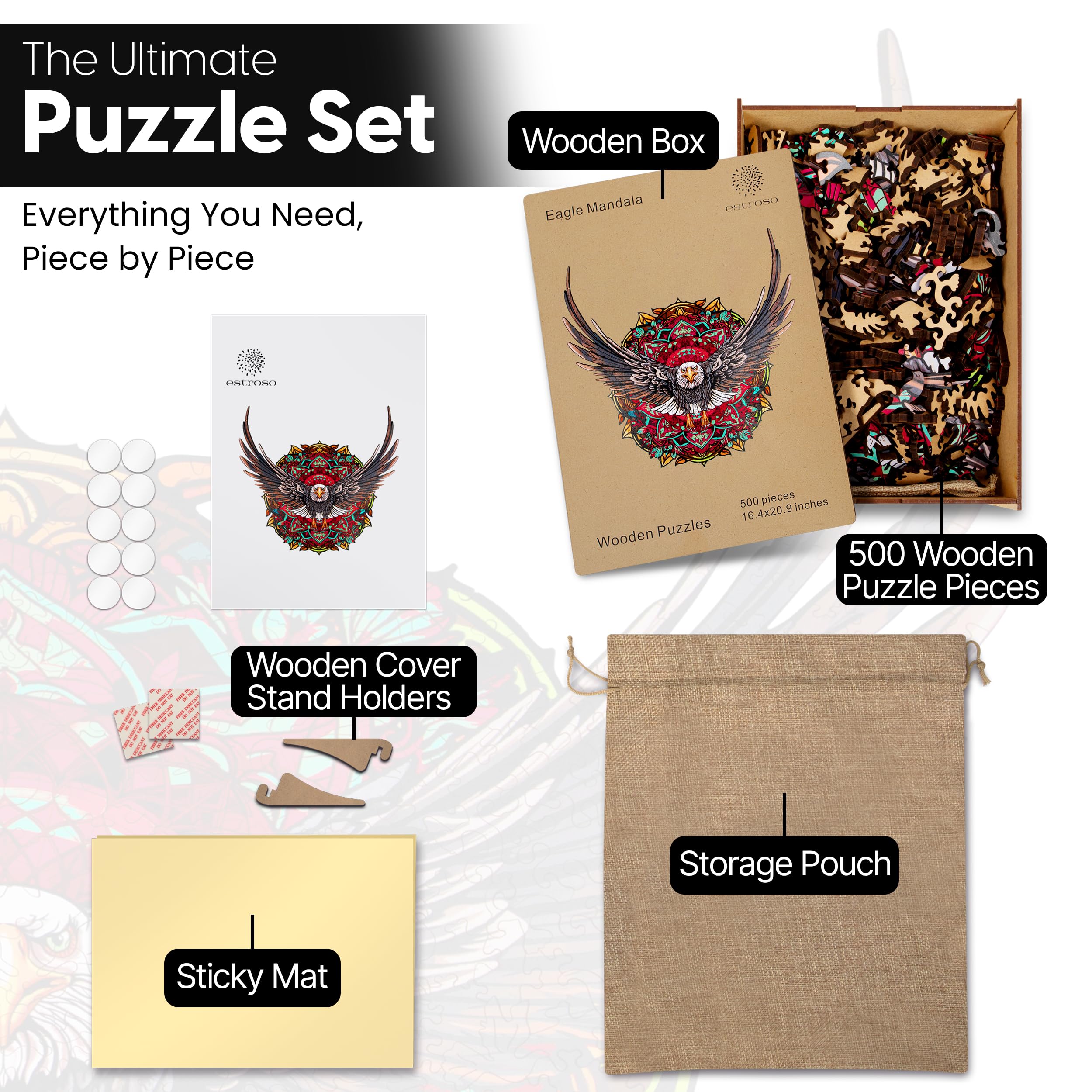 ESTROSO Finished puzzle display, elegant presentation for home or office