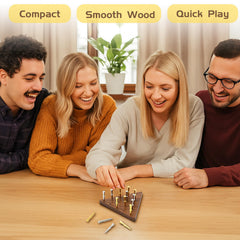 Estune family game night scene shows friends enjoying a classic tabletop challenge.