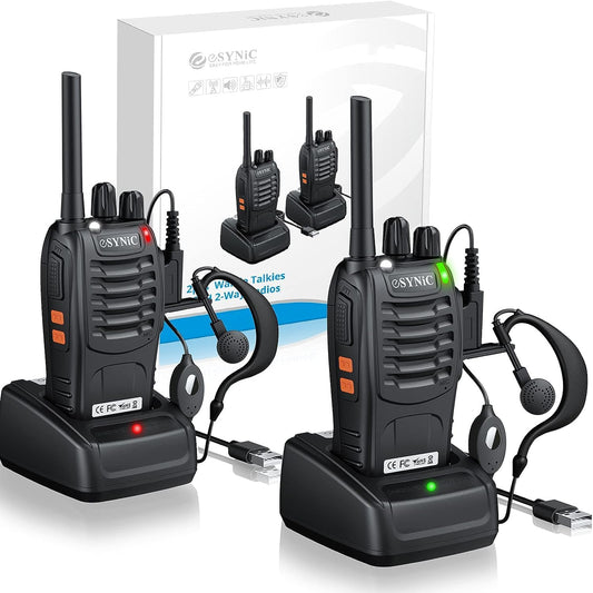 eSynic 2Pack walkie talkies long-range 5km for clear team communication outdoors.