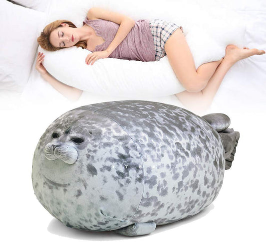 ETAOLINE Chubby Blob Seal Pillow side-profile reveals cuddly silhouette for desk naps.