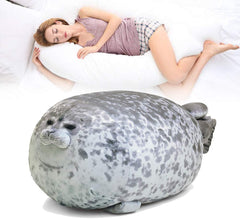 ETAOLINE Chubby Blob Seal Pillow side-profile reveals cuddly silhouette for desk naps.